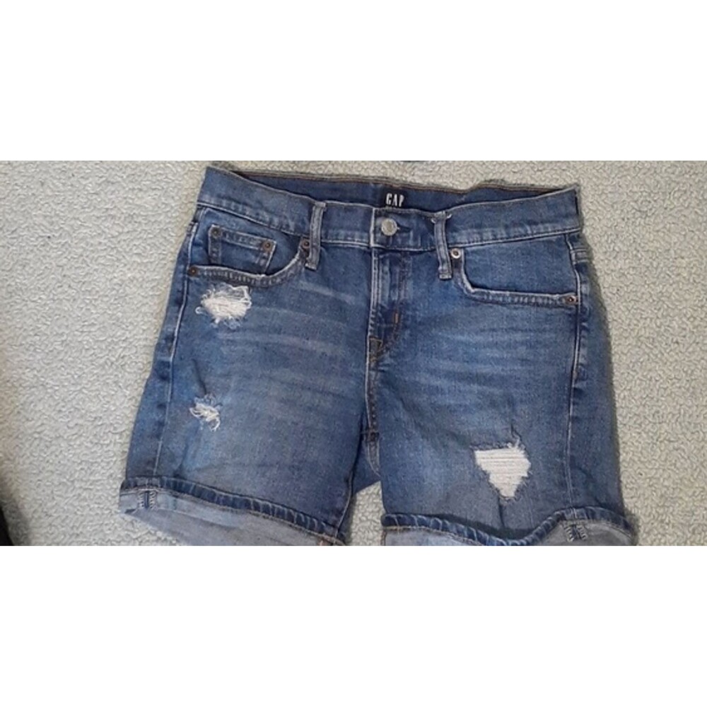 Gap 1969 Denim Jean Shorts cuffed bottom s 25 petite sexy summer distressed